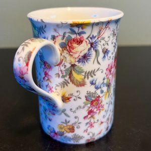 Gracie China Floral Bone China Coffee Mug Tea Cup White Pink Blue Pastels 10oz